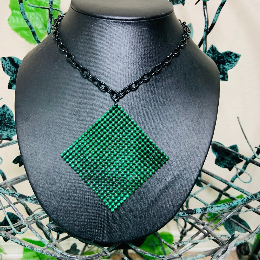 Rave Green Square E girl Punk Necklace New